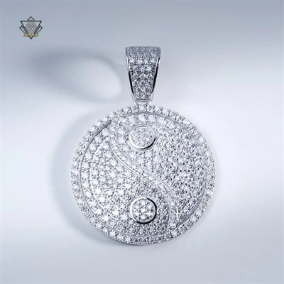 Moissanite yin yang pakabukas sidabras 925